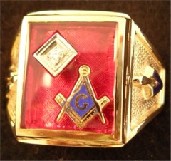 3rd Degree Blue Lodge Masonic Ring 10KT or 14KT YELLOW OR WHITE Gold, Solid Back #400