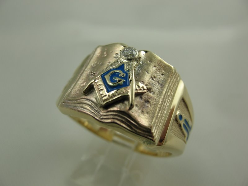 Masonic Bible Ring 10K or 14K White or Yellow Gold Hollow or Solid Back  #49A