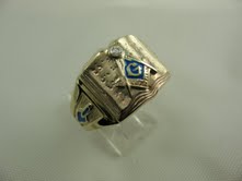 Masonic Bible Ring 10K or 14K White or Yellow Gold Hollow or Solid Back  #49A