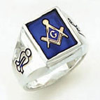 Sterling Silver Masonic Blue Lodge Ring Ring Solid Back#50
