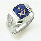 Sterling Silver Masonic Blue Lodge Ring Ring Solid Back#51