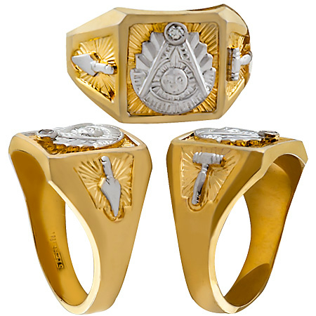 Masonic Past Master Rings, 10KT or 14KT GOLD, Solid Back  #1008