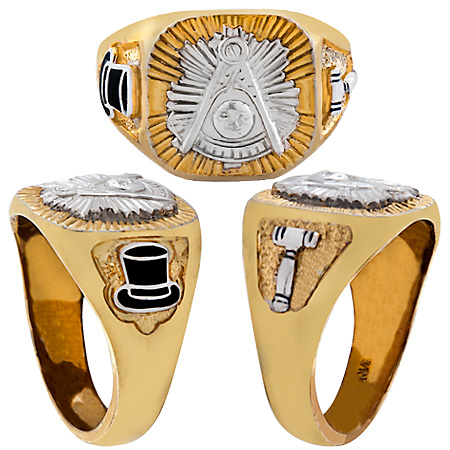Masonic Past Master Rings, 10KT or 14KT Gold, Yellow or White Gold,Solid Back #1003