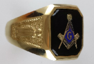 Wefferling-Berry, Blue Lodge Ring 10KT Or 14KT Yellow or White Gold, Open or Solid Back #310A