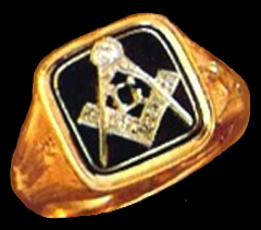 Wefferling-Berry, Blue Lodge Ring ,14KT Yellow or White Gold, Solid Back #319A