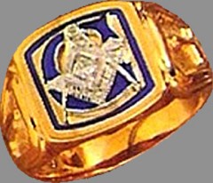 Wefferling-Berry, Blue Lodge Ring 10KT Or 14KT Yellow or White Gold, Solid Back #323A
