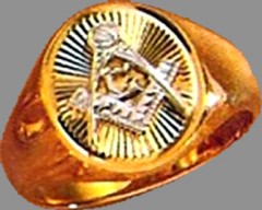 Wefferling-Berry, Blue Lodge Ring 10KT Or 14KT Yellow or White Gold, Open Back #328A