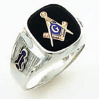 Sterling Silver Masonic Blue Lodge Ring Ring Solid Back#54