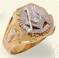 Masonic Past Master Rings, 10KT  or 14KT GOLD, Solid Back #1008B