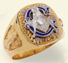 3rd Degree Masonic Blue Lodge Ring 10KT or 14KT Gold, Solid Back #307
