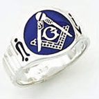 Sterling Silver Masonic Blue Lodge Ring Ring Solid Back#57