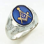 Sterling Silver Blue Lodge Masonic Ring Ring Solid Back#58