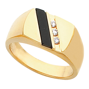 Men's Black Onyx Ring 14KT White or Yellow Gold #7