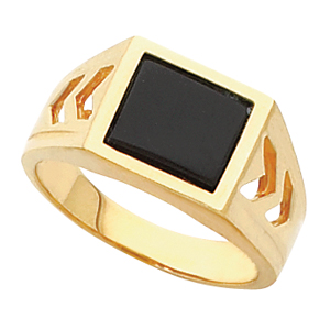 Men's Black Onyx Ring 14KT White or Yellow Gold #6