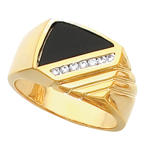 Men's Black Onyx Ring 14KT White or Yellow Gold #5