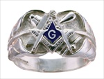 Gothic Sterling Silver Masonic Rings Solid Back #17G