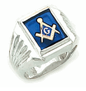 Sterling Silver Masonic Blue Lodge Ring Solid Back#9