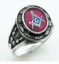Sterling Silver Masonic Blue Lodge Ring Solid Back#6