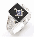 Sterling Silver Masonic Blue Lodge Ring Ring Solid Back#11
