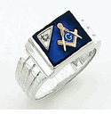 Sterling Silver Masonic Blue Lodge Ring Ring Solid Back#10