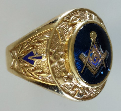 3rd Degree Blue Lodge Masonic Ring 10KT or 14KT YELLOW OR WHITE Gold, Open or Solid Back   #409
