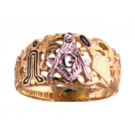 3rd Degree Masonic Ring 10KT OR 14KT, Open Back, White or Yellow Gold #618