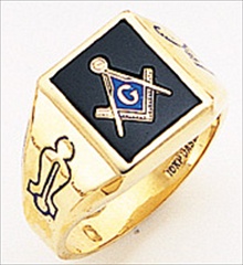 3rd Degree Masonic Blue Lodge Ring 10KT OR 14KT Solid Back, White or Yellow Gold, #195b