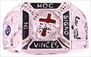 Gothic Knights Templar Silver Masonic Rings, Solid Back  #22G