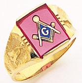 3rd Degree Masonic Blue Lodge Ring 10KT OR 14KT Open Back, White or Yellow Gold, #183b
