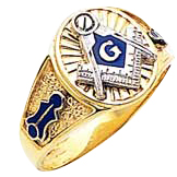 #127a Blue Lodge Masonic Ring, 10K or 14K Solid Back
