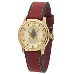 Bulova Square & Compass Gold Leather Watch MSW102(Red)