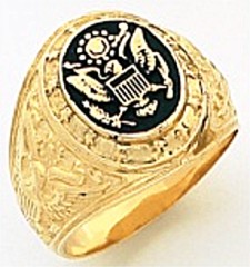 10KT or 14KT Army Ring, Partial Solid Back, Yellow or White Gold #4106
