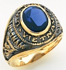 10KT or 14KT Marine VietNam Ring, Open or Solid Back, Yellow or White Gold #7027