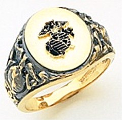 10KT or 14KT Marine Ring, Open Back, Yellow or White Gold #7023