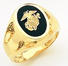10KT or 14KT Marine Ring, Solid Back, Yellow or White Gold #7024