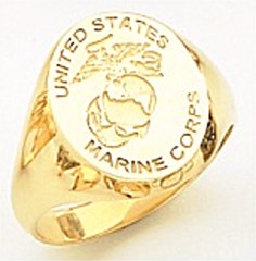 10KT or 14KT Marine Ring, Solid Back, Yellow or White Gold #7026