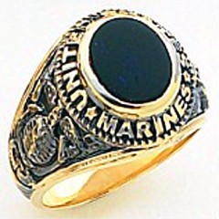 10KT or 14KT Marine Ring, Solid Back, Yellow or White Gold #7025