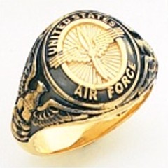 10KT or 14KT Air Force Ring, Solid Back, Yellow or White Gold #2