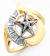 Eastern Star 10Kt or 14KT, Yellow or White Gold with Diamonds #24
