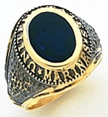 10KT or 14KT Marine Ring,  Solid Back, Yellow or White Gold #7021