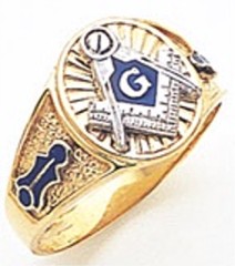 3rd Degree Masonic Blue Lodge Ring 10KT OR 14KT,  Solid Back, White or Yellow Gold, #102b