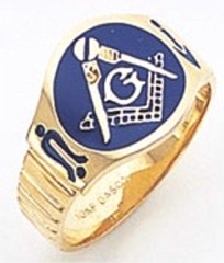 3rd Degree Masonic Blue Lodge Ring 10KT OR 14KT, Solid Back, Enameled, White or Yellow Gold, #104b