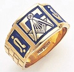 3rd Degree Masonic Blue Lodge Ring 10KT OR 14KT, Solid Back, White or Yellow Gold, #105b