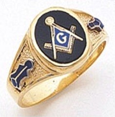 3rd Degree Masonic Blue Lodge Ring 10KT OR 14KT,  Solid Back, White or Yellow Gold, #109B
