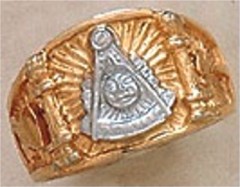 Masonic Past Master Rings, 10KT or 14KT Gold, White or Yellow Gold, Solid Back   #1001