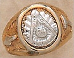Masonic Past Master Rings, 10KT or 14KT Gold, White or Yellow Gold, Solid Back #1005