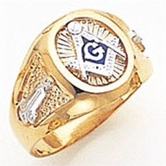 3rd Degree Masonic Blue Lodge Ring 10K OR 14K, Open or Solid Back, Two Tone #153b