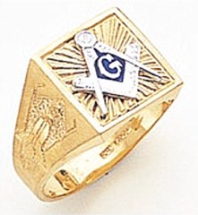 3rd Degree Masonic Blue Lodge Ring 10KT OR 14KT, Solid Back, White or Yellow Gold, #154b