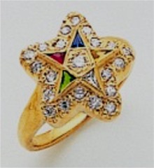 Eastern Star 10Kt or 14KT, Yellow or White Gold with Diamonds#16