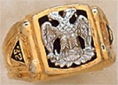 Scottish Rite Rings, 14 & 32ND DEGREE,10KT or 14KT Gold, Hollow Back  #1103